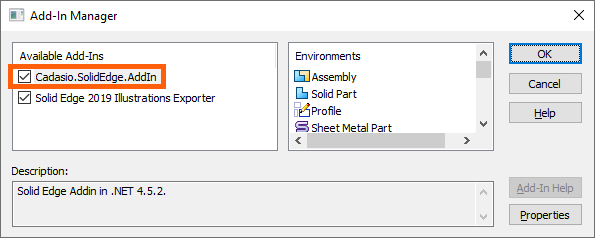 SolidEdge Addin Manager